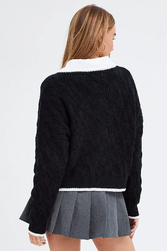 Black Sweater Long sleeve V neck