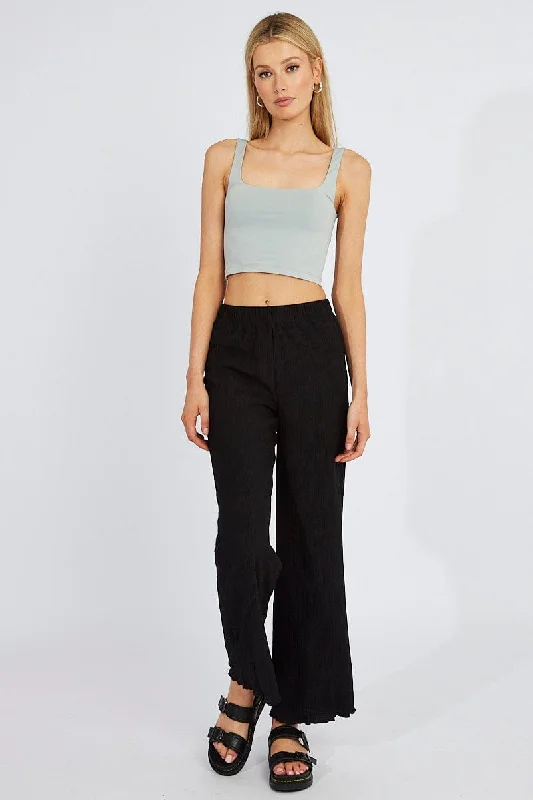 Black Wide Leg Pants High Rise