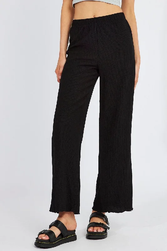 Black Wide Leg Pants High Rise