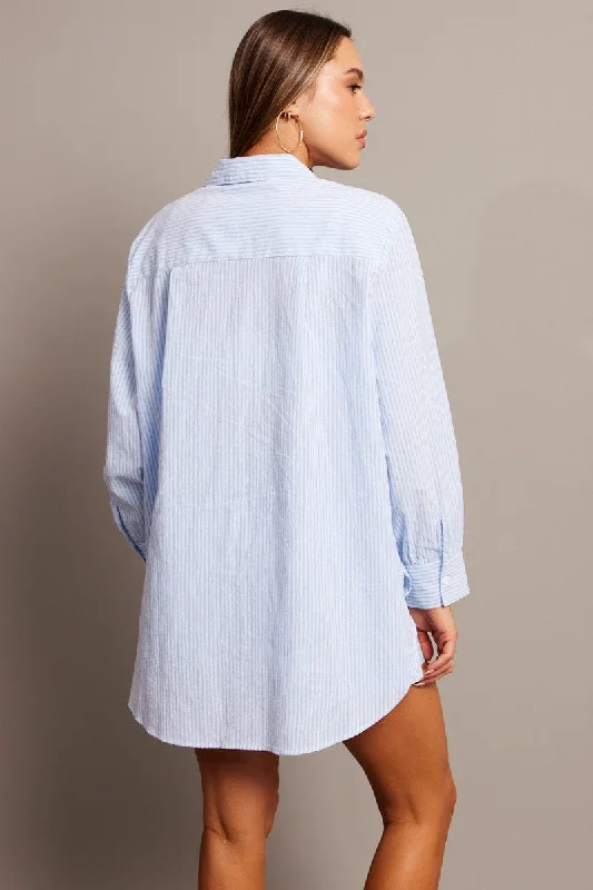 Blue Stripe Relaxed Shirt Long Sleeve