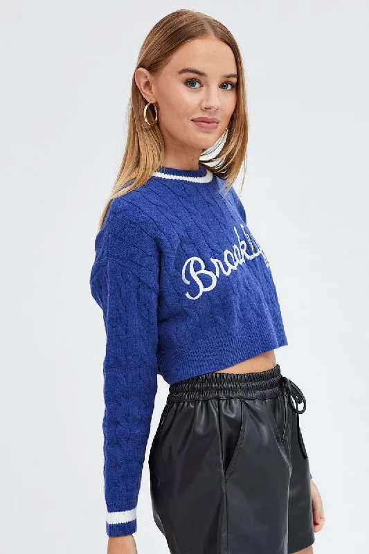 Blue Sweater Long sleeve Crew neck