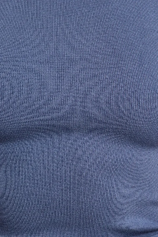 Blue T Shirt Short Sleeve Crew Neck Seamless