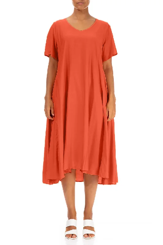 Flowy Living Coral Silk Bamboo Dress