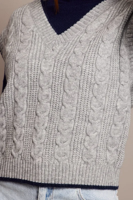 Grey Knit Vest V Neck