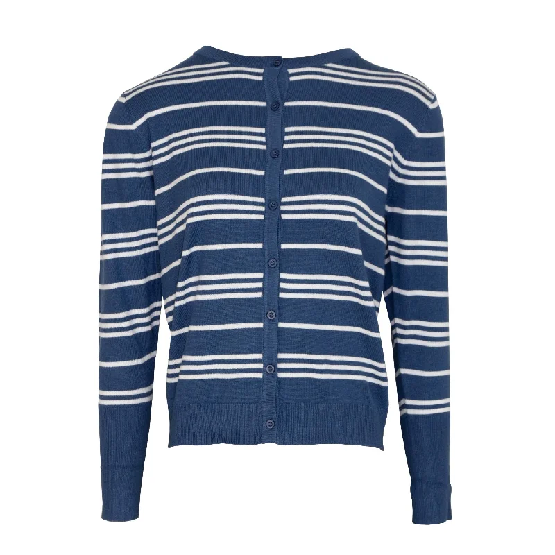 Plaited Cardigan Stripe  - Navy & White