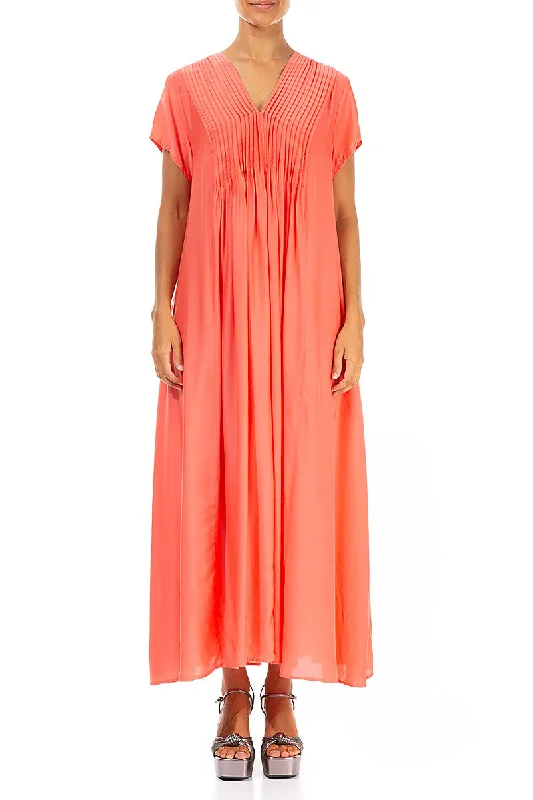 Romantic Living Coral Silk Bamboo Dress