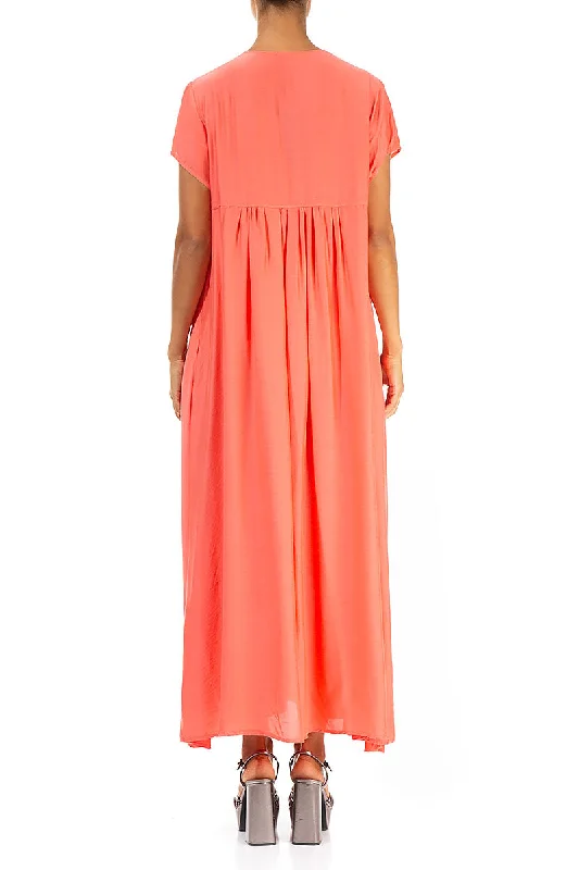 Romantic Living Coral Silk Bamboo Dress