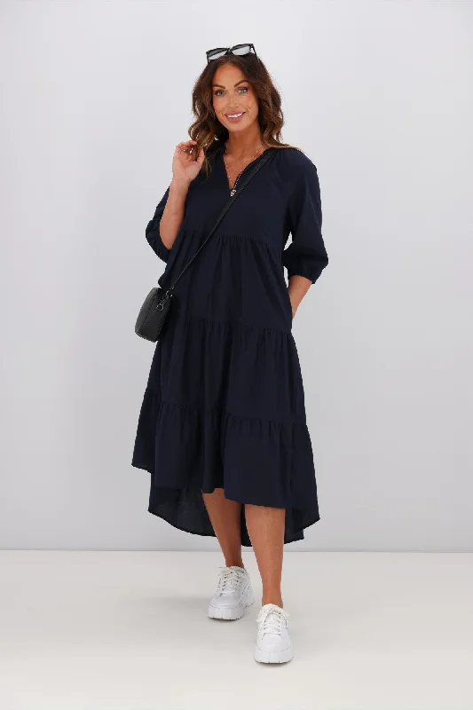 Sunday Boho Harlow Hi Low Dress Navy