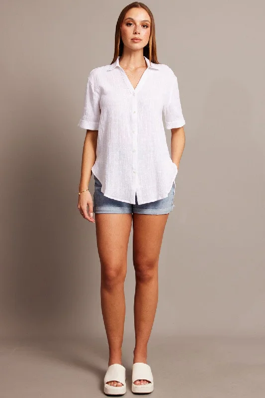 White Relaxed Shirt Short Sleeve