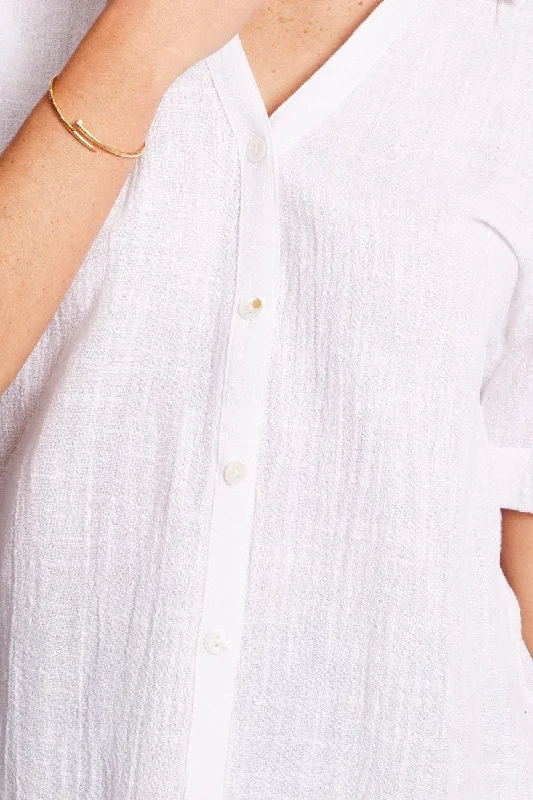 White Relaxed Shirt Short Sleeve