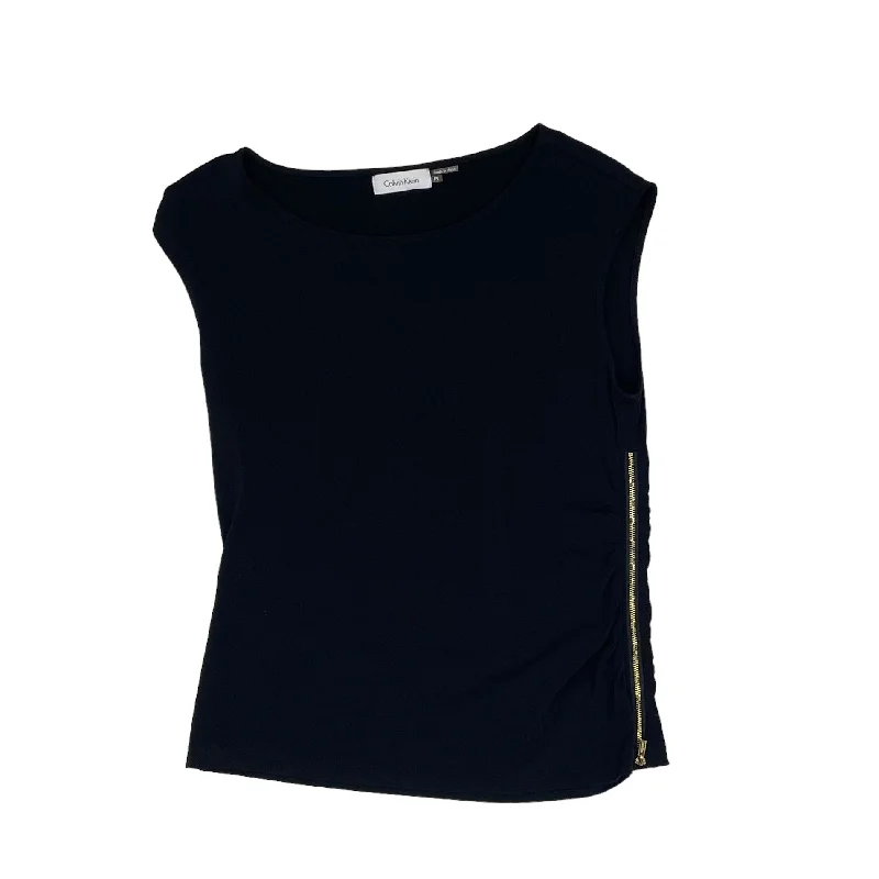 BLACK CALVIN KLEIN BLOUSE SS, Size PETITE L