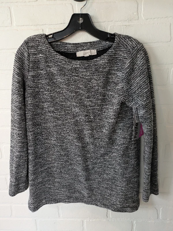 Black White Blouse Long Sleeve Loft, Size S