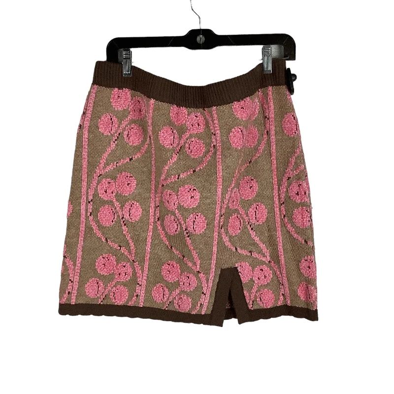 Brown & Pink Skirt Mini & Short Clothes Mentor, Size 1x