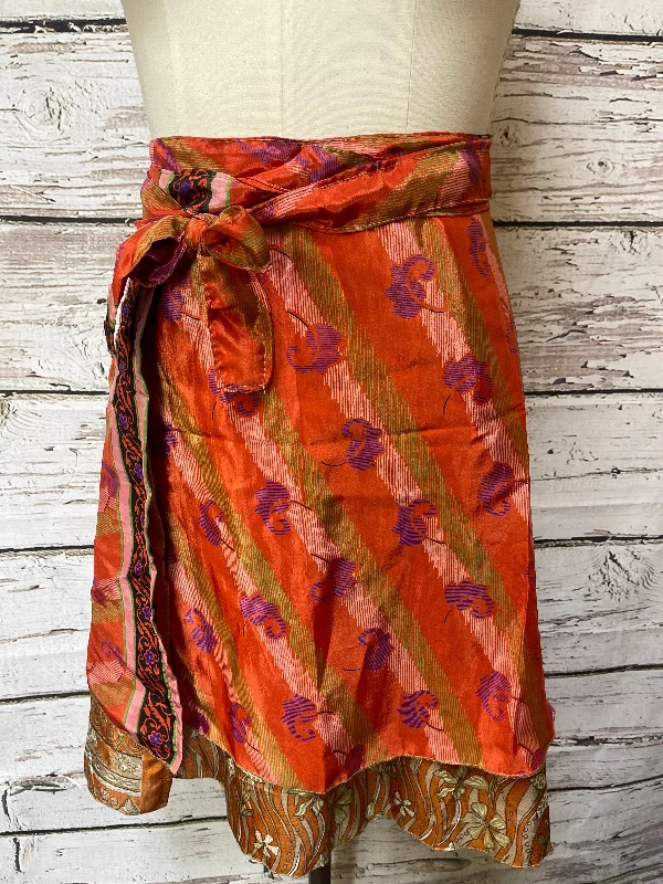 Orange & Tan Skirt Midi Clothes Mentor, Size Osfm