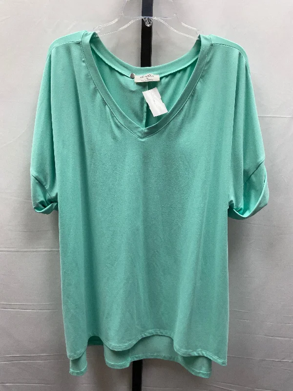 Top Short Sleeve Basic By Zenana Outfitters In Blue, Size: 3x