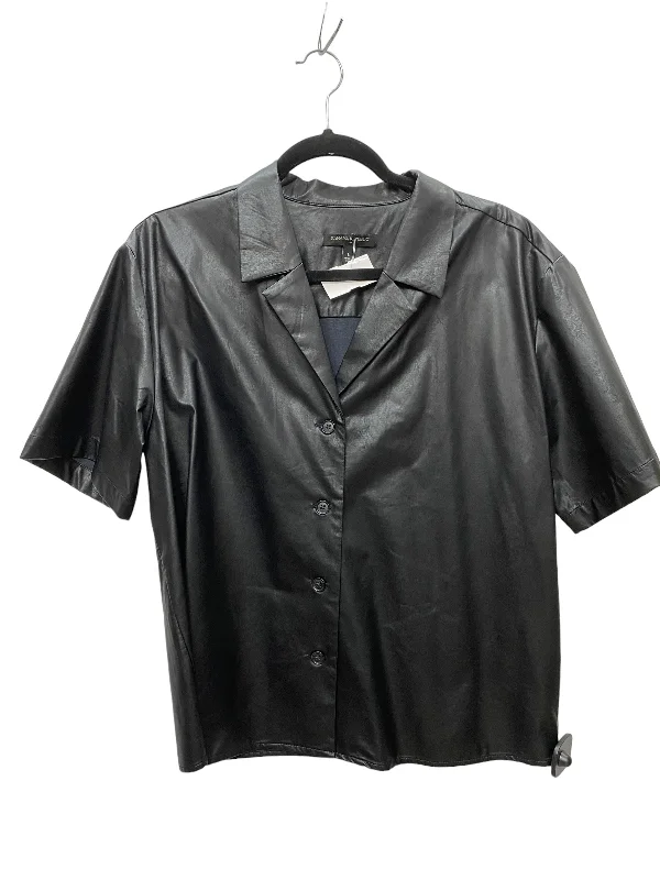 Top Short Sleeve By Banana Republic In Black, Size: L