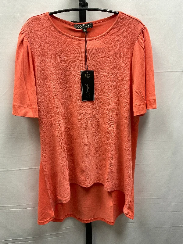 Top Short Sleeve By Diane Gilman In Coral, Size: S