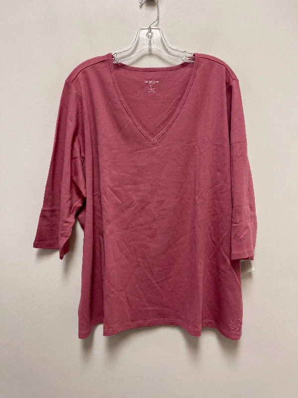 Top Short Sleeve By Liz Claiborne In Pink, Size: 3x