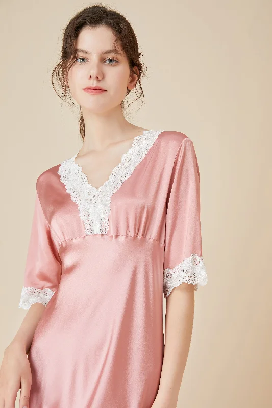 Empire Waist Half Sleeve Silk Nightshirt