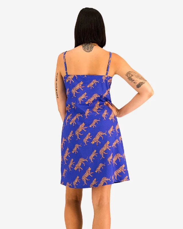 Women's Chemise Nighty Slip dress - Blue Cheetah