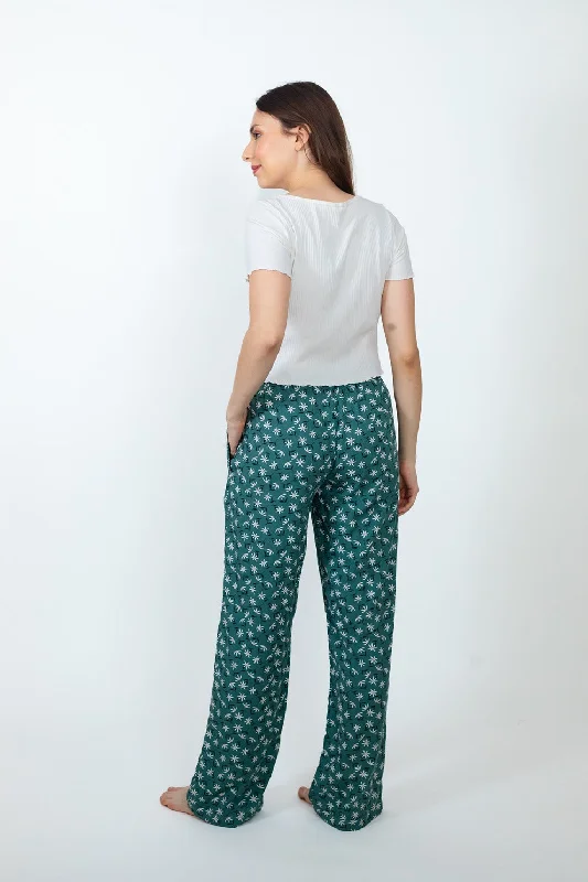 Green Daisy Cotton Blend Women's Pajama